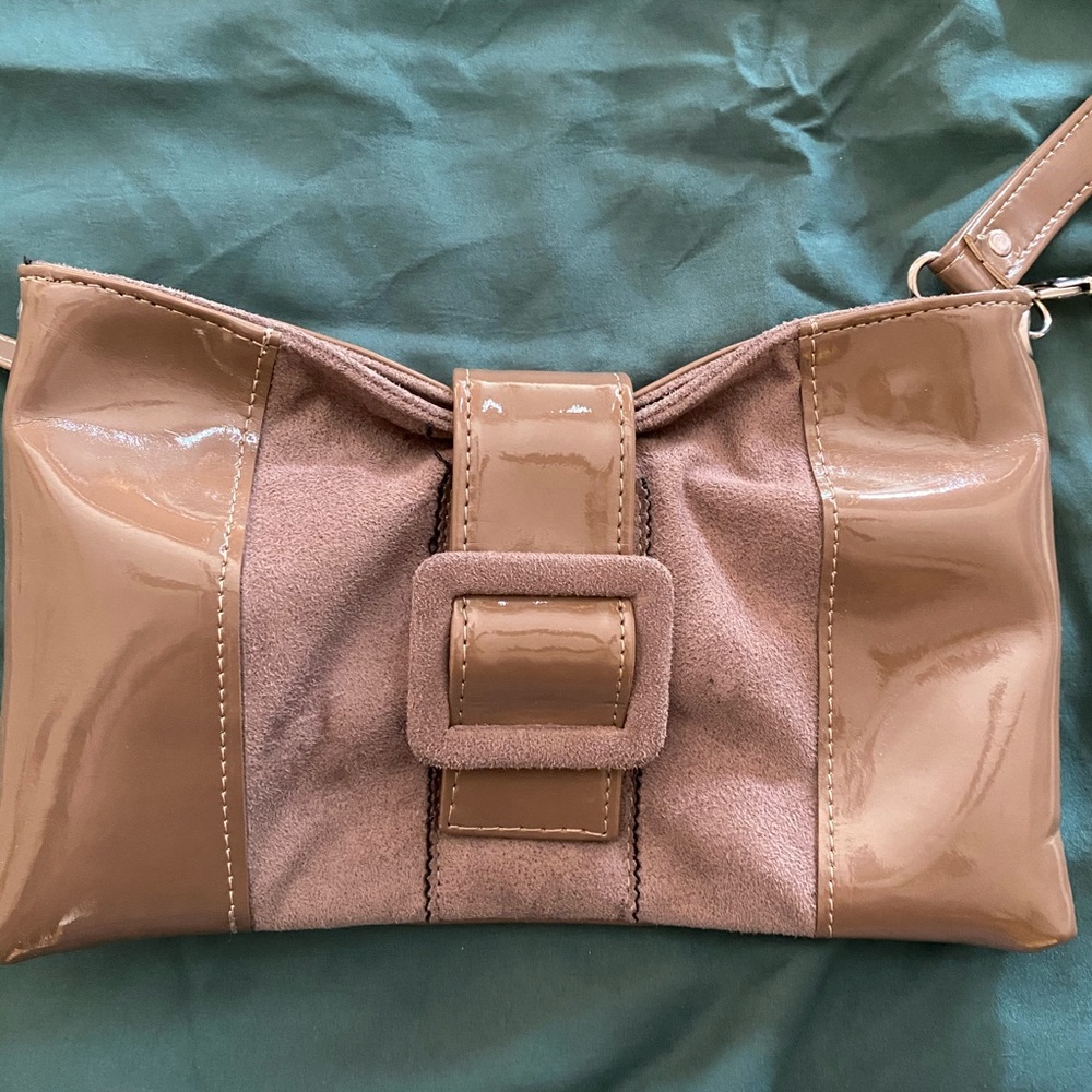 Italian Suede Crossbody Bag - light brown